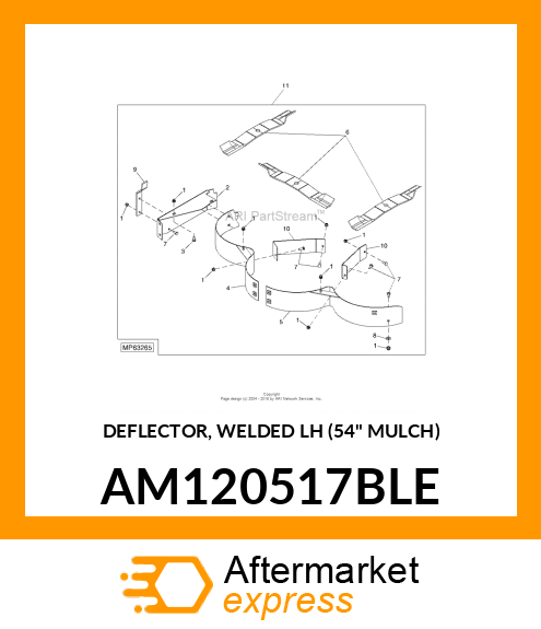 DEFLECTOR, WELDED LH (54" MULCH) AM120517BLE