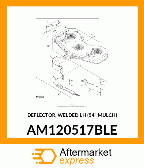 DEFLECTOR, WELDED LH (54" MULCH) AM120517BLE