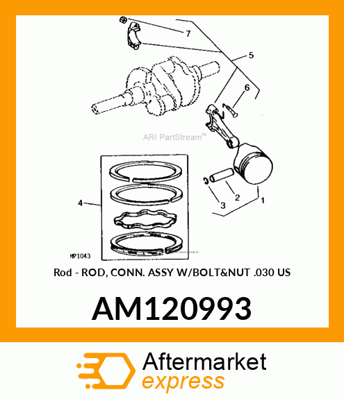 Rod - ROD, CONN. ASSY W/BOLT&NUT .030 US AM120993