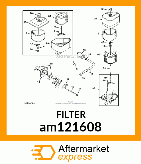 AIR FILTER, KIT,KOHLER AIR FILTER # am121608