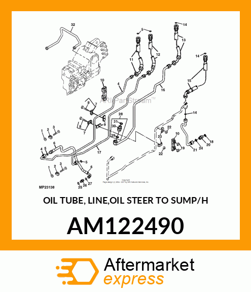 OIL TUBE, LINE,OIL STEER TO SUMP/H AM122490