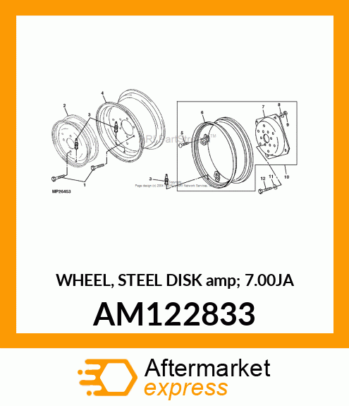 WHEEL, STEEL DISK amp; 7.00JA AM122833