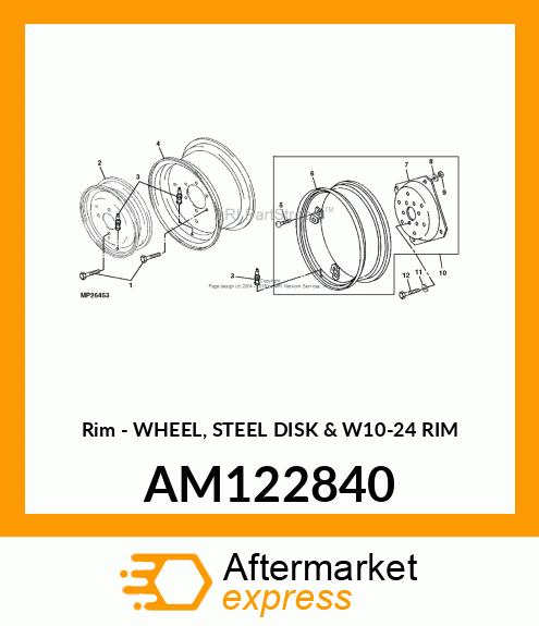 Rim - WHEEL, STEEL DISK & W10-24 RIM AM122840