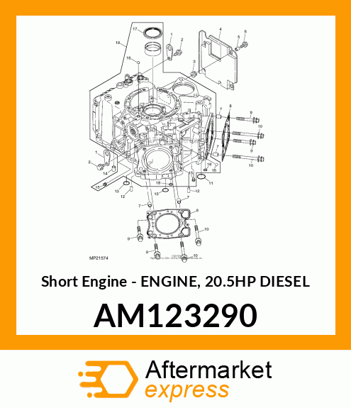 Short Engine - ENGINE, 20.5HP DIESEL AM123290