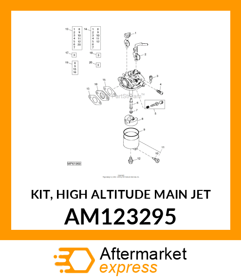 KIT, HIGH ALTITUDE MAIN JET AM123295