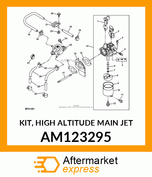 KIT, HIGH ALTITUDE MAIN JET AM123295