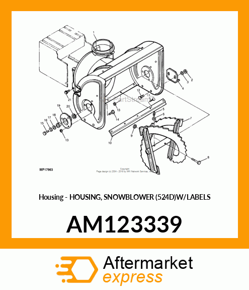 Housing - HOUSING, SNOWBLOWER (524D)W/LABELS AM123339