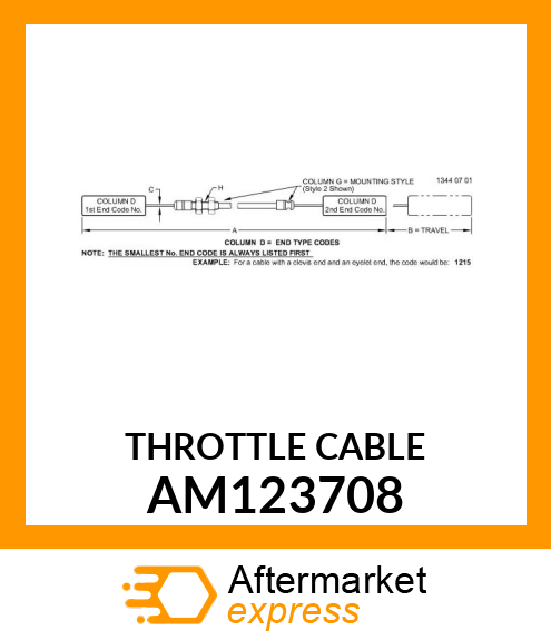 THROTTLE CABLE AM123708