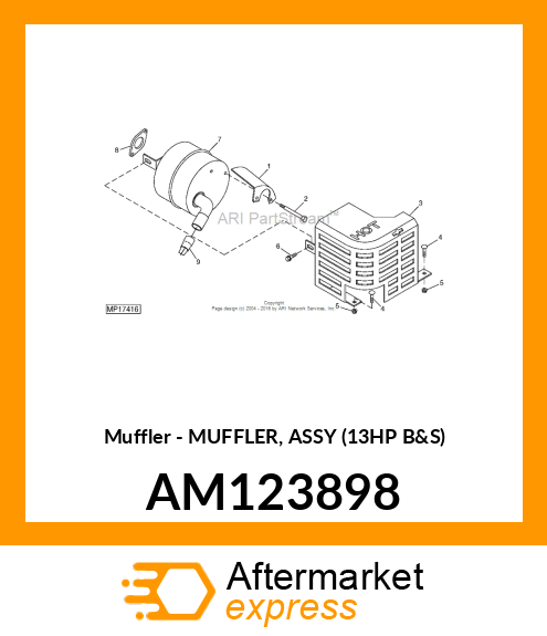 Muffler - MUFFLER, ASSY (13HP B&S) AM123898