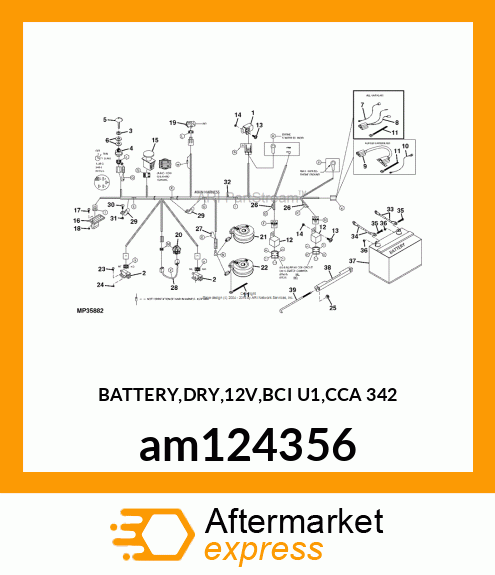 BATTERY,DRY,12V,BCI U1,CCA 342 am124356