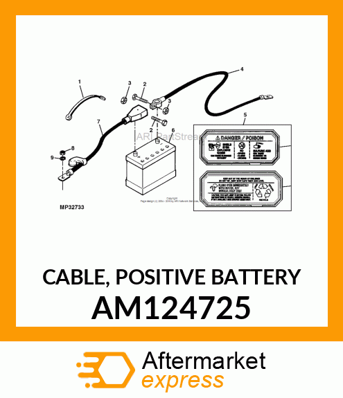 CABLE, POSITIVE BATTERY AM124725