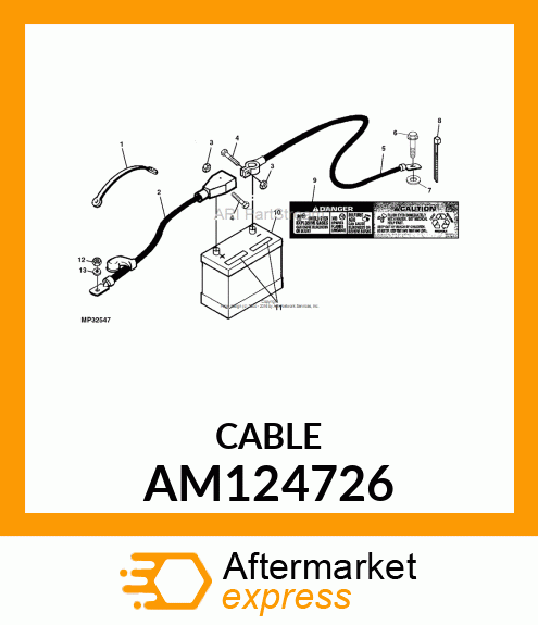 CABLE, NEGATIVE BATTERY AM124726