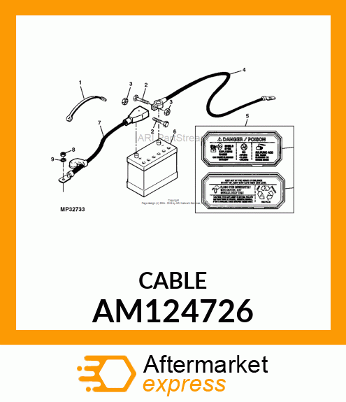 CABLE, NEGATIVE BATTERY AM124726