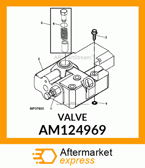 VALVE, ONE SPOOL LESS RELIEF AM124969