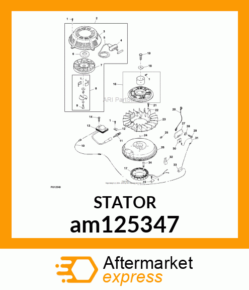 STATOR ASSEMBLY KIT,15 AMP. am125347