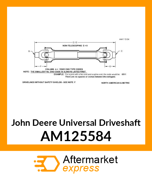 UNIVERSAL DRIVESHAFT AM125584