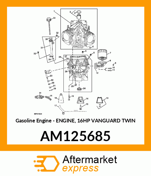 Gasoline Engine - ENGINE, 16HP VANGUARD TWIN AM125685