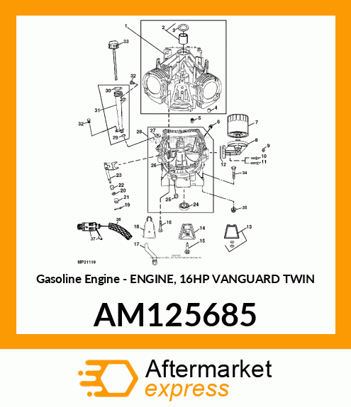 Gasoline Engine - ENGINE, 16HP VANGUARD TWIN AM125685