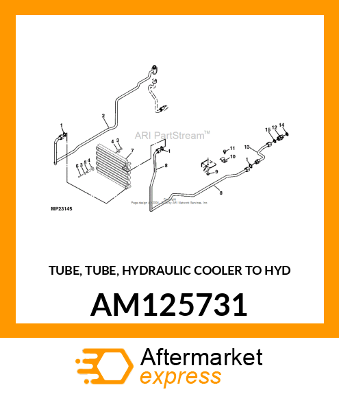 TUBE, TUBE, HYDRAULIC COOLER TO HYD AM125731