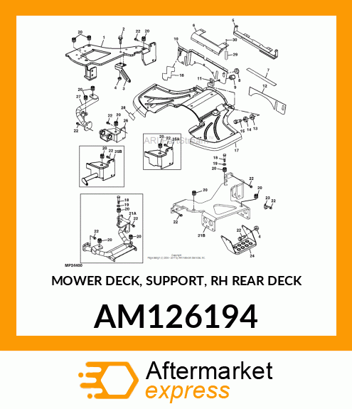 MOWER DECK, SUPPORT, RH REAR DECK AM126194