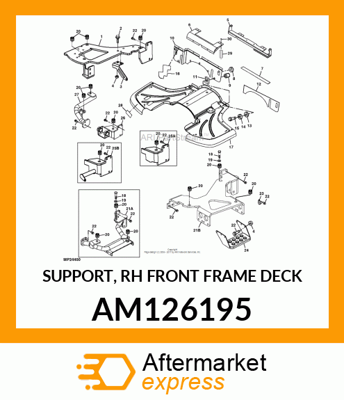 MOWER DECK, SUPPORT, RH FRONT FRAME AM126195