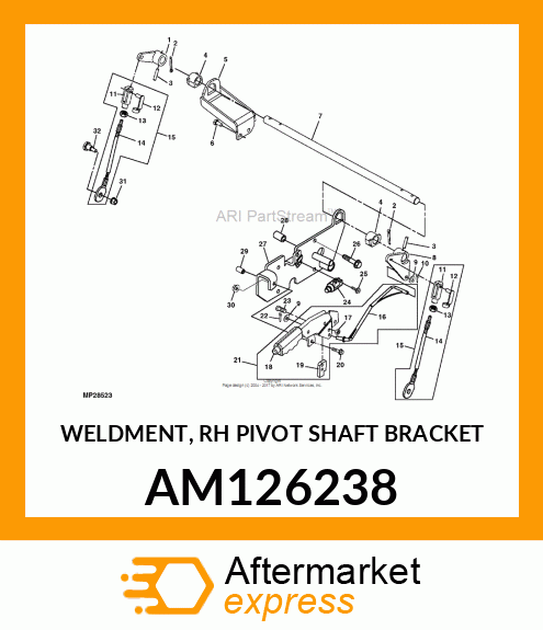 WELDMENT, RH PIVOT SHAFT BRACKET AM126238