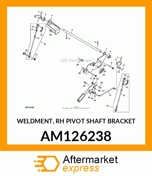 WELDMENT, RH PIVOT SHAFT BRACKET AM126238