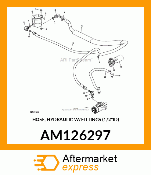 HOSE, HYDRAULIC W/FITTINGS (1/2"ID) AM126297