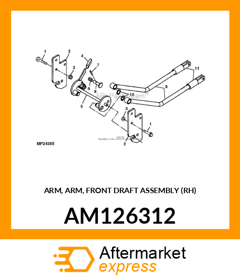ARM, ARM, FRONT DRAFT ASSEMBLY (RH) AM126312