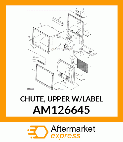CHUTE, UPPER W/LABEL AM126645