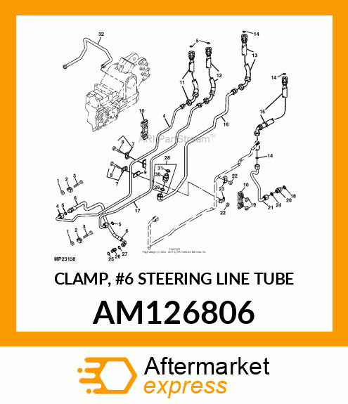 CLAMP, #6 STEERING LINE TUBE AM126806