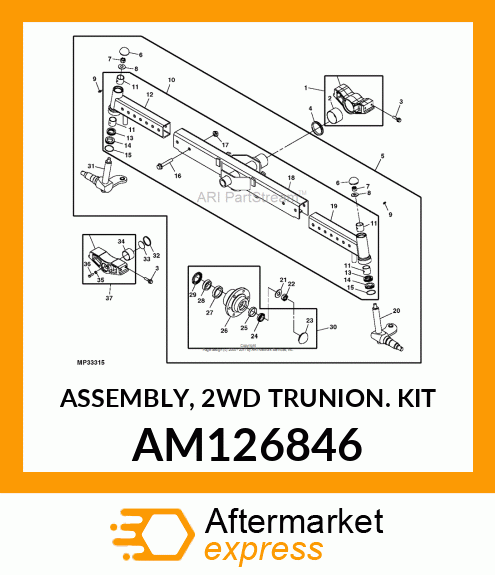 ASSEMBLY, 2WD TRUNION KIT AM126846