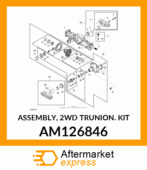 ASSEMBLY, 2WD TRUNION KIT AM126846