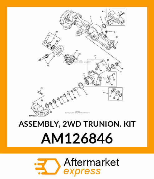 ASSEMBLY, 2WD TRUNION KIT AM126846