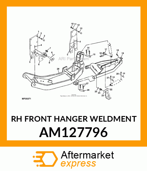 RH FRONT HANGER WELDMENT AM127796