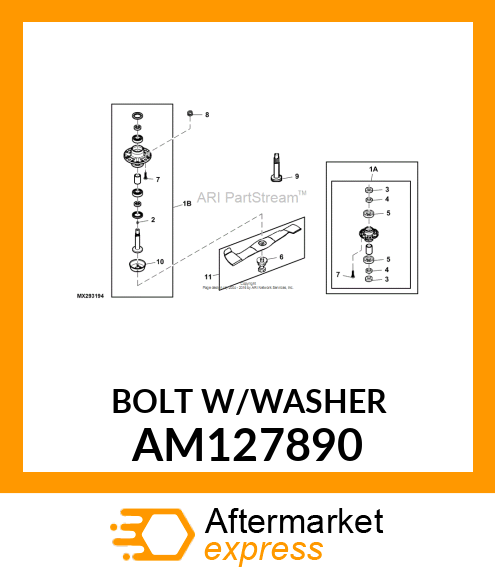 BOLT, BOLT,W/PATCH amp; WASHER AM127890