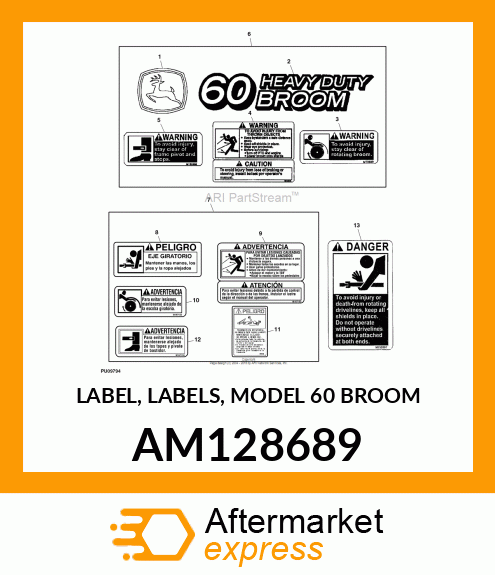 LABEL, LABELS, MODEL 60 BROOM AM128689