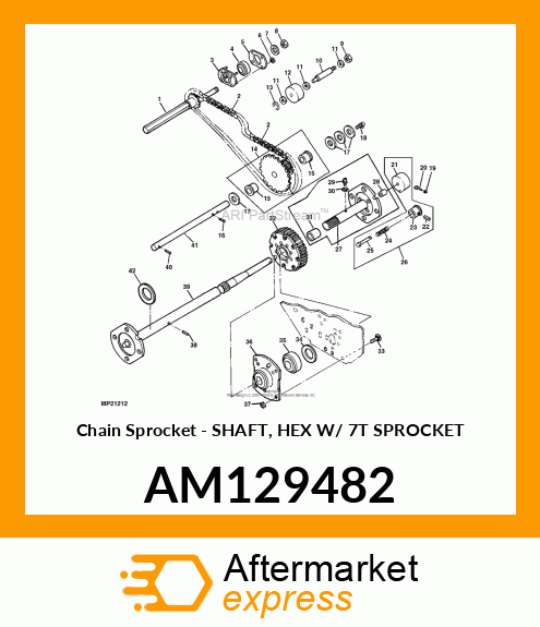 Chain Sprocket - SHAFT, HEX W/ 7T SPROCKET AM129482