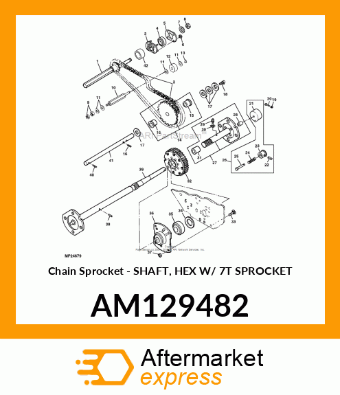 Chain Sprocket - SHAFT, HEX W/ 7T SPROCKET AM129482