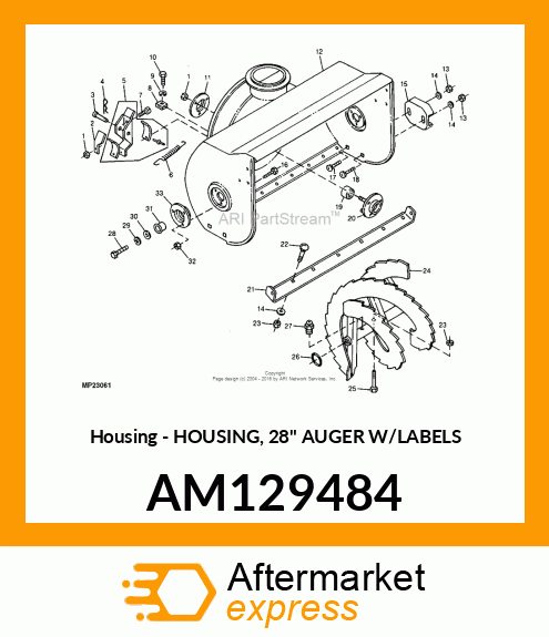 Housing - HOUSING, 28" AUGER W/LABELS AM129484