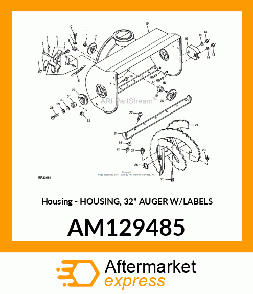 Housing - HOUSING, 32" AUGER W/LABELS AM129485