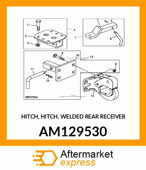 HITCH, HITCH, WELDED REAR RECEIVER AM129530
