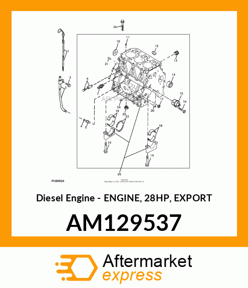 Diesel Engine - ENGINE, 28HP, EXPORT AM129537