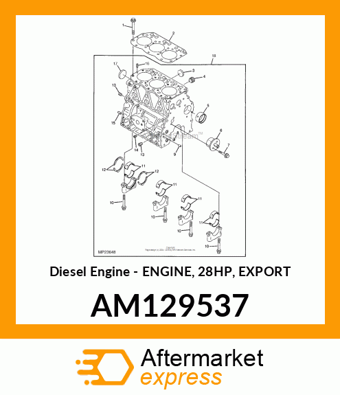 Diesel Engine - ENGINE, 28HP, EXPORT AM129537