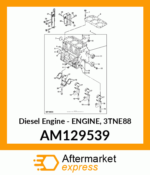 Diesel Engine - ENGINE, 3TNE88 AM129539