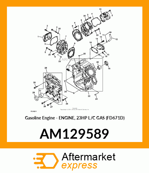 Gasoline Engine - ENGINE, 23HP L/C GAS (FD671D) AM129589