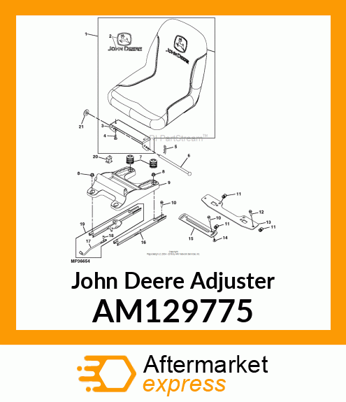 ADJUSTER, SEAT SUSPSENSION W/LATCH AM129775