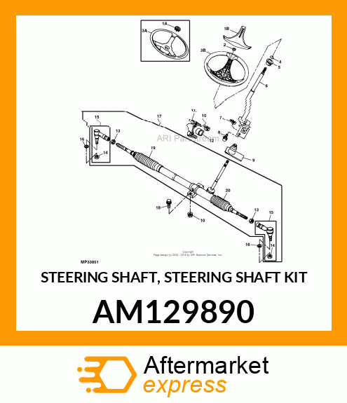 STEERING SHAFT, STEERING SHAFT KIT AM129890