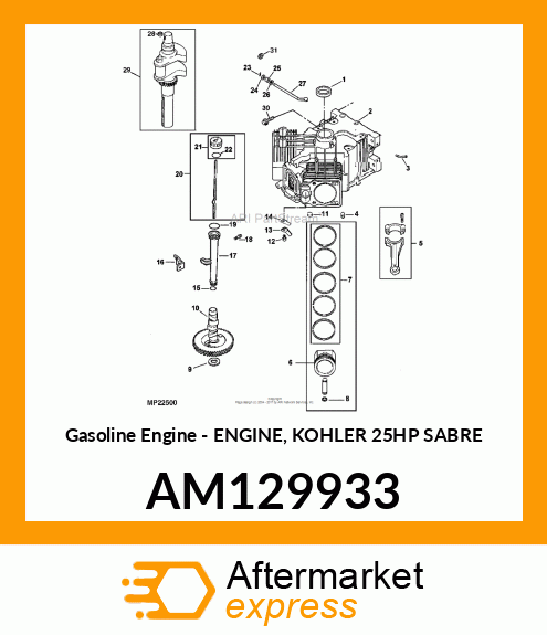 Gasoline Engine - ENGINE, KOHLER 25HP SABRE AM129933