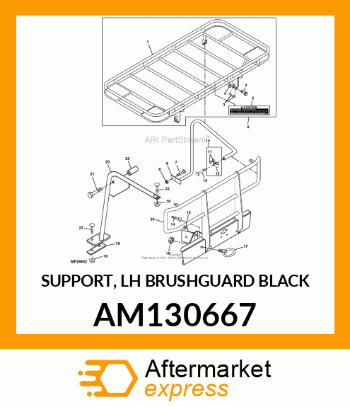 SUPPORT, LH BRUSHGUARD BLACK AM130667